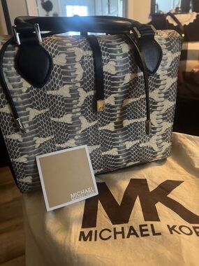 Michael Kors Black Satchel with Silver Nameplate